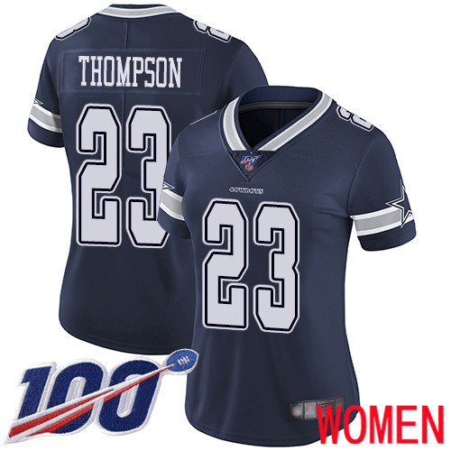 Women Dallas Cowboys Limited Navy Blue Darian Thompson Home #23 100th Season Vapor Untouchable NFL Jersey
